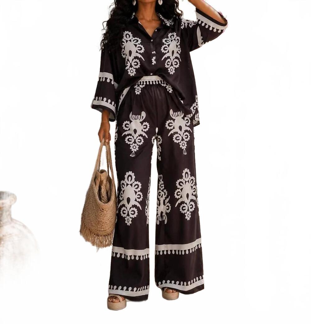 NEW LITTLE SECRET OF MINE wide leg print pant set in seaside whispers